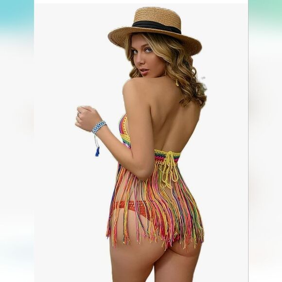 Crochet Boho Hippie Halter Top - Picture 2 of 9